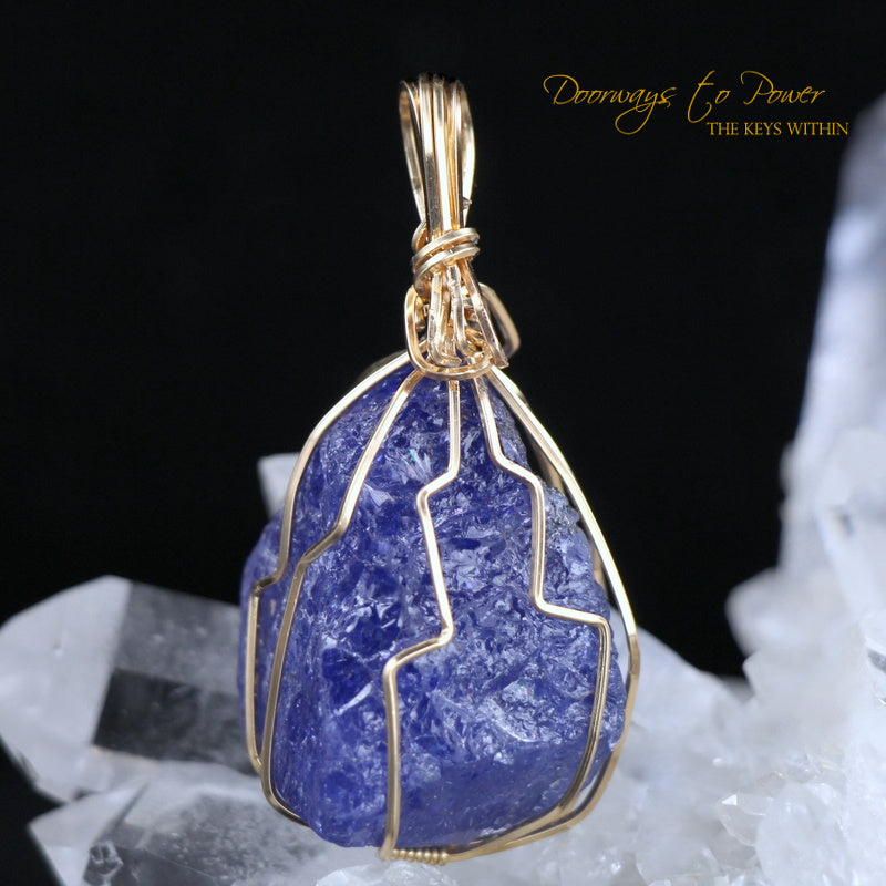 Tanzanite Synergy 12 Stone Crystal Pendant 14k
