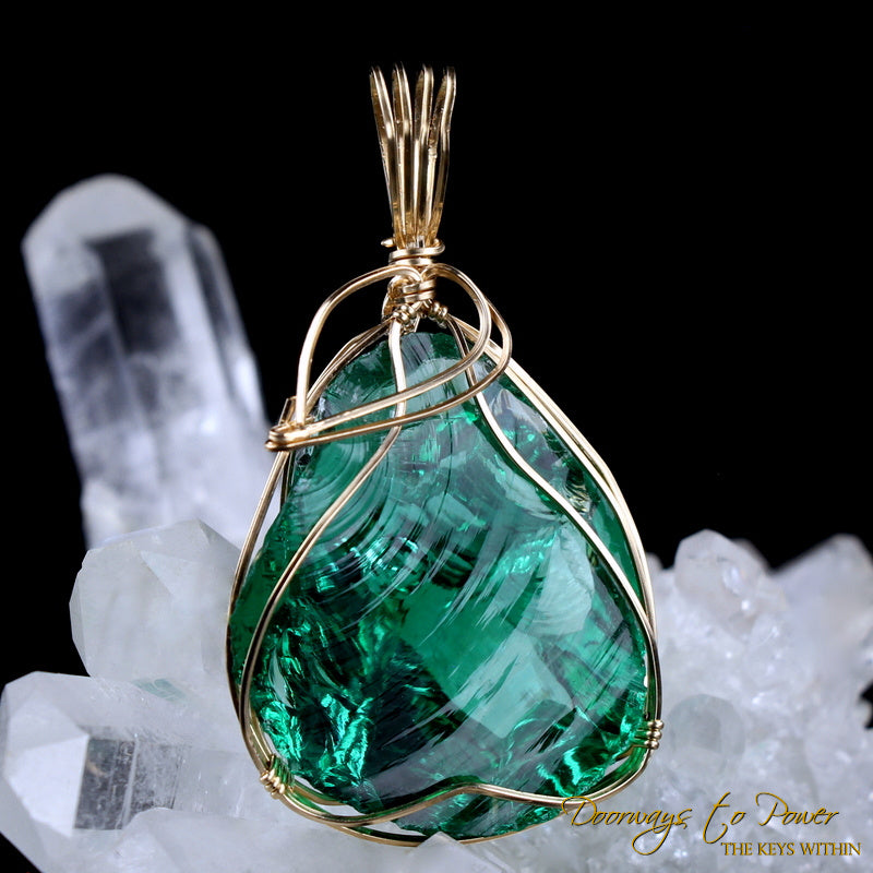 Thoth the Atlantean Emerald Green Andara Pendant 14k