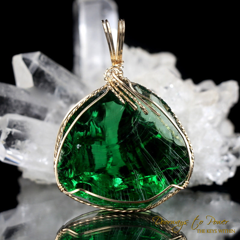 Thoth the Atlantean Emerald Green Andara Pendant 14k
