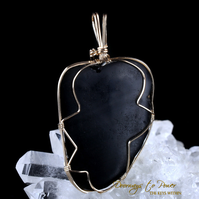 Tibetan Tektite Dragon Crystal Pendant 14k