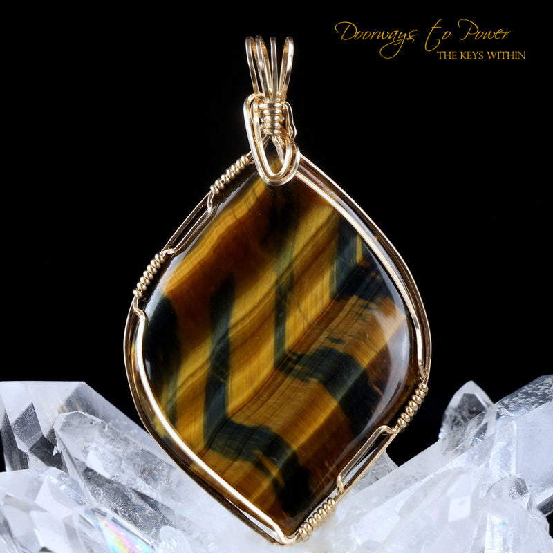 Tiger's Eye Crystal Pendant 14k