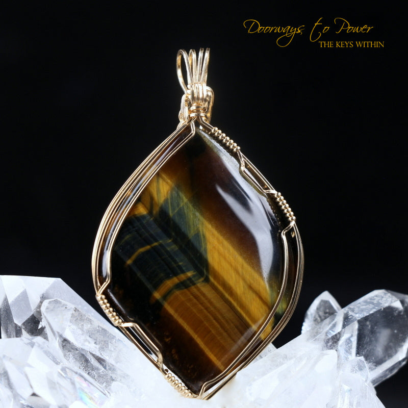 Tiger's Eye Crystal Pendant 14k