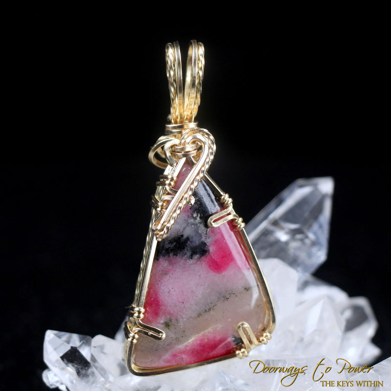 Tugtupite Crystal Pendant 14k