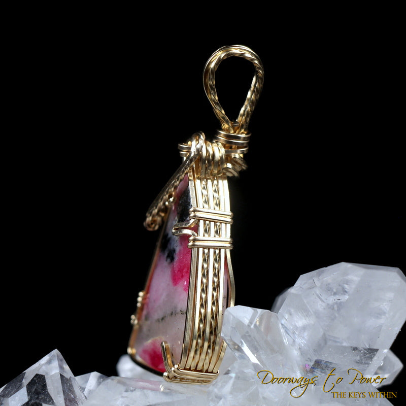 Tugtupite Crystal Pendant 14k