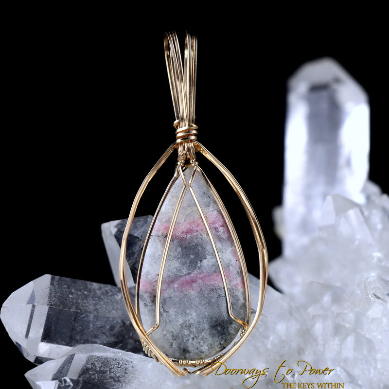 Tugtupite Crystal Pendant 14k