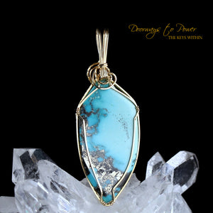 Turquoise Pyrite Crystal Pendant 14k