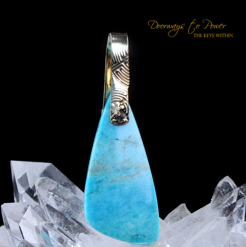 Turquoise Light Language Crystal Pendant 14k