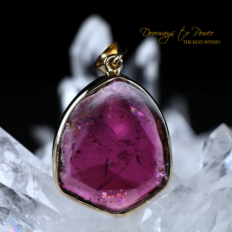 Watermelon Tourmaline Crystal Pendant 14k