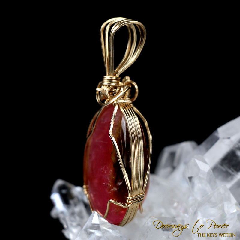 Watermelon Tourmaline Crystal Pendant 14k
