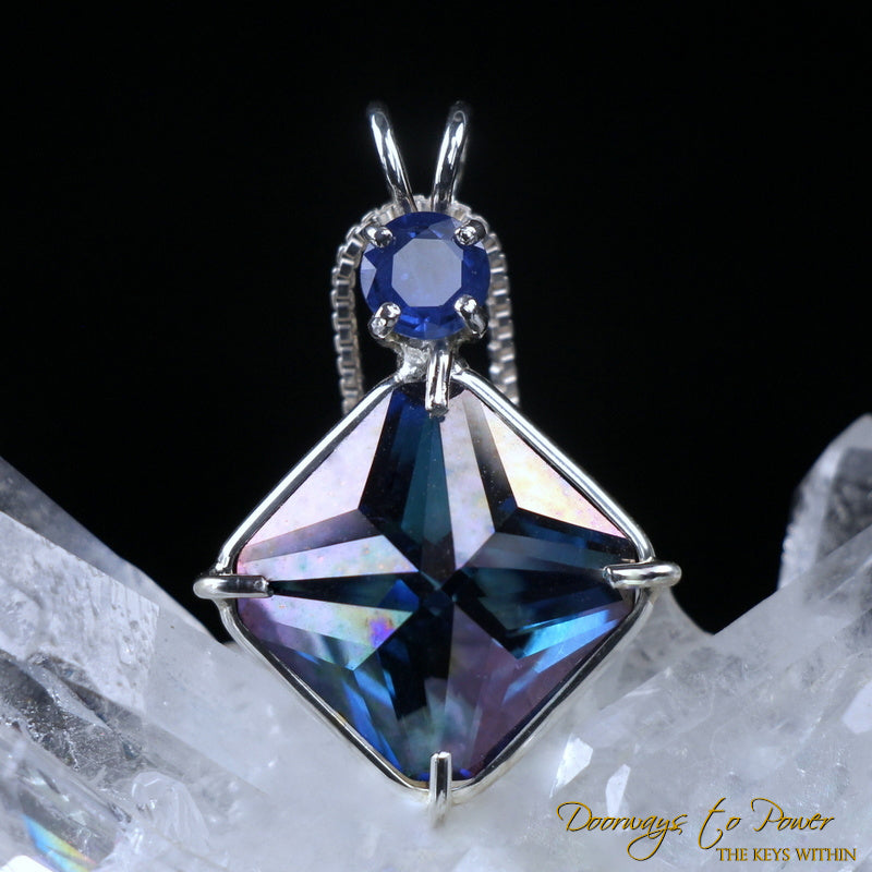 Aqua Aura & Blue Sapphire Magician Stone Pendant
