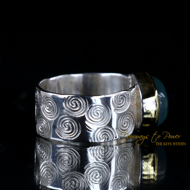 Adularia Moonstone Crystal Ring SS & 22k