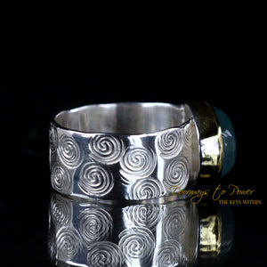 Adularia Moonstone Crystal Ring SS & 22k