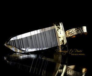 Lemurian Light Language Quartz Crystal Pendant 22k