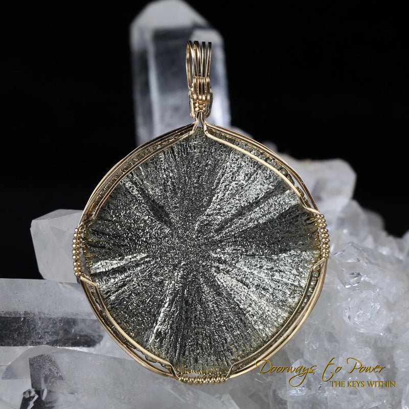 Pyrite Sun Crystal Pendant 14k