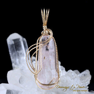 Pink Kunzite Crystal Pendant 14k