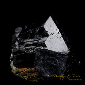 Black Tourmaline Etched Record Keeper Crystal Cannon 'Armor Grid'