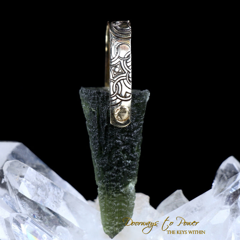 Moldavite Light Language Pendant 14k 