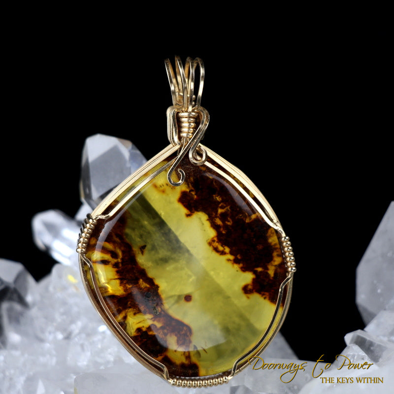 Amber Crystal Pendant 14k