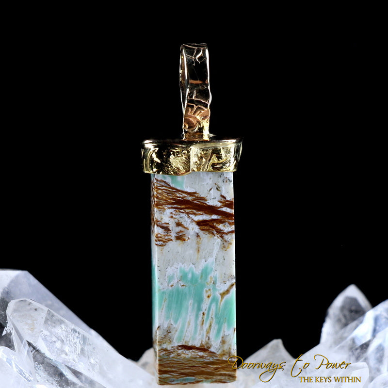 Persian Variscite Light Language Crystal Pendant 22k
