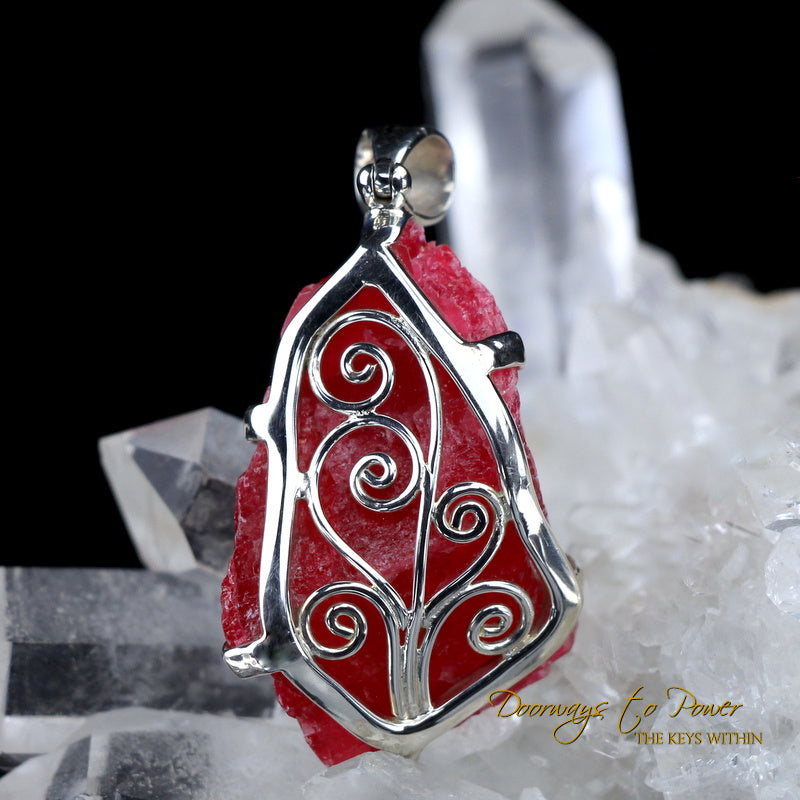 Rhodonite Crystal Pendant 925 SS