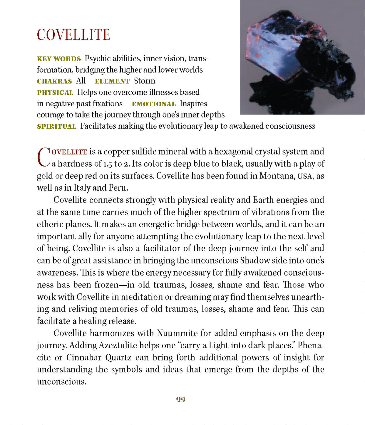 Covellite Crystal Properties Book of Stones
