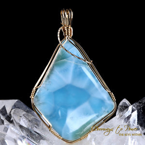 Larimar Crystal Pendant 14k