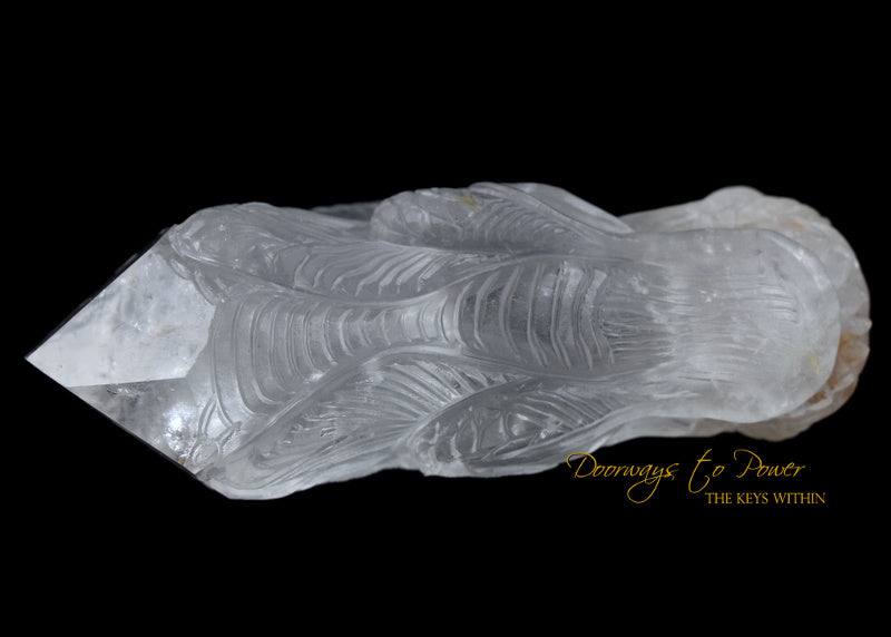 Hand Carved Lemurian Quartz Crystal Dragon 

