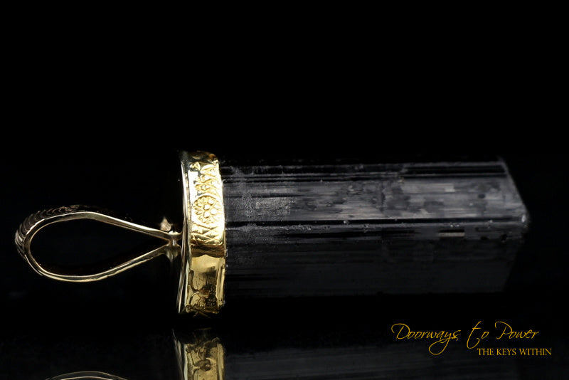 Black Tourmaline Light Language Pendant 22k 