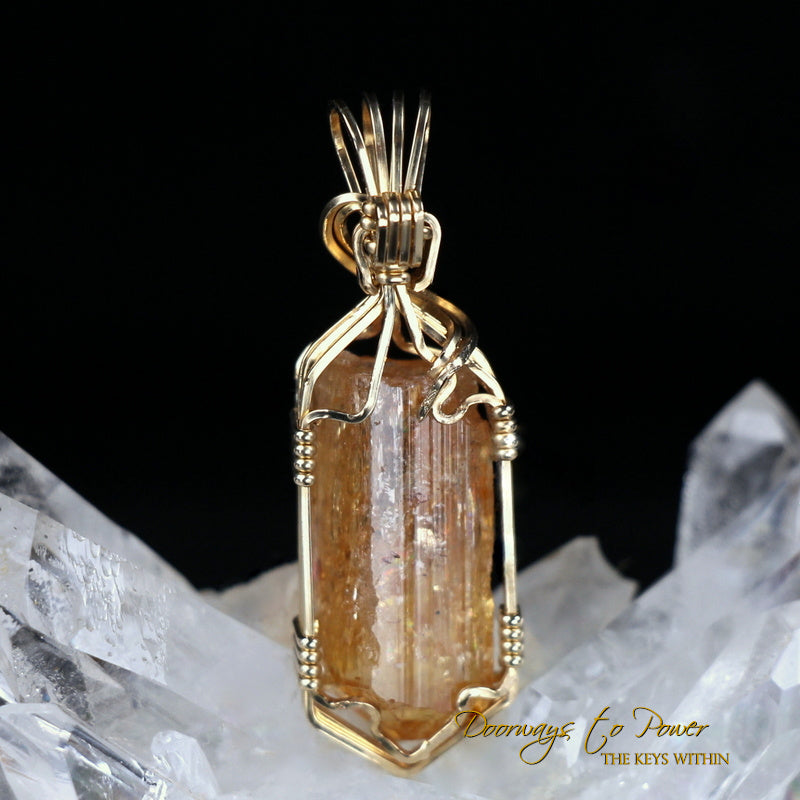 Imperial Gold Topaz Crystal Pendant 14k