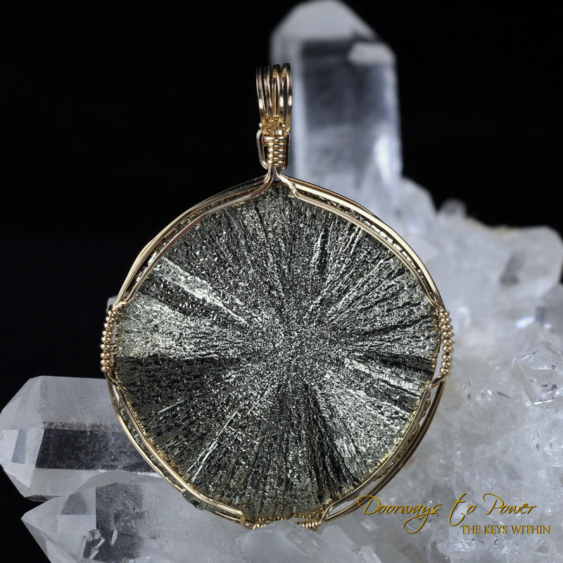 Pyrite Sun Crystal Pendant 14k