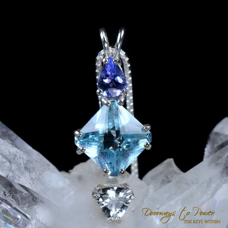Tanzanite Blue Topaz & Aquamarine Magician Stone Pendant