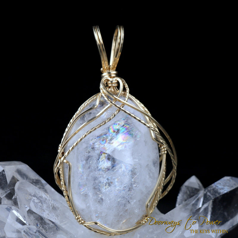 Natrolite Synergy 12 Crystal Pendant 14k