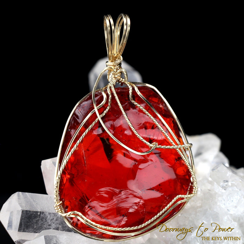 King Solomon Andara Crystal Pendant 14k 'Magic is Sacred' 1995