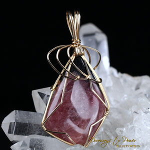 Rhodonite Crystal Pendant 14k