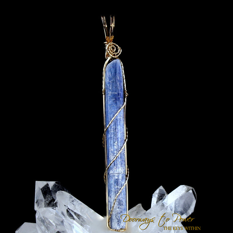 Blue Kyanite Crystal Pendant 14k