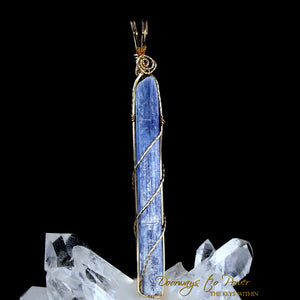 Blue Kyanite Crystal Pendant 14k