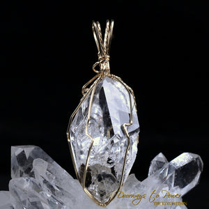Brookite Manifestation Double Terminated Quartz Crystal Pendant 14k