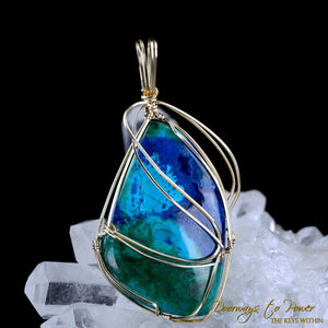 Azurite & Chrysocolla Crystal Pendant 14k