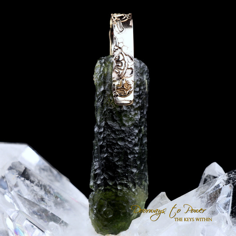Moldavite Light Language Pendant 14k