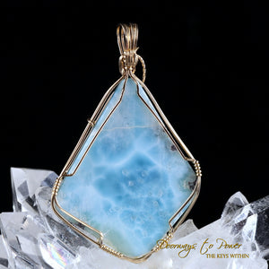 Larimar Crystal Pendant 14k