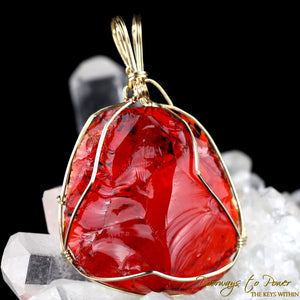 King Solomon Andara Crystal Pendant 14k 'Magic is Sacred' 1995