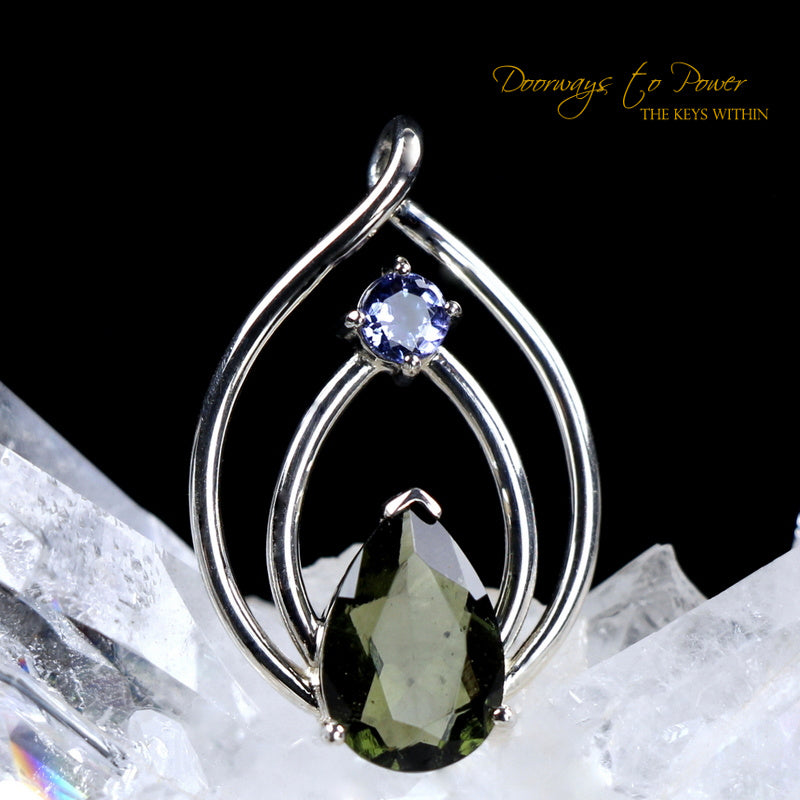 Moldavite & Tanzanite Celestial Crystal Pendant
