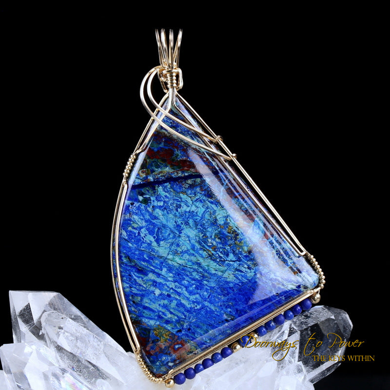 Azurite Crystal Pendant 14k