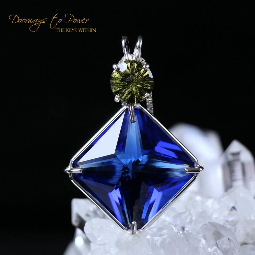 Tibetan Blue Obsidian & Moldavite Pendant
