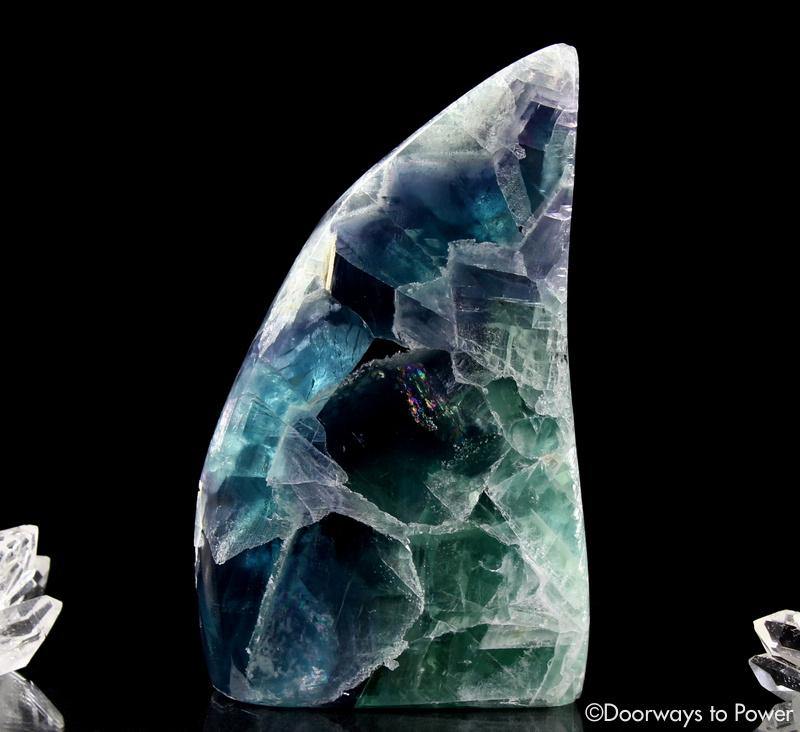 Green Purple Fluorite Crystal Altar Stone 