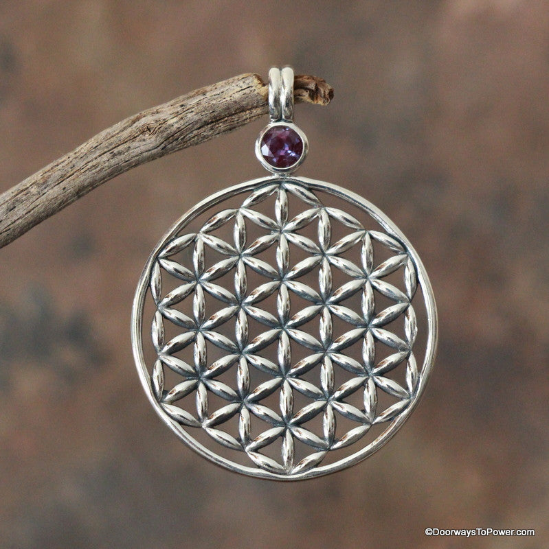 Flower of Life Pendant w/ Alexandrite (Rare) Sacred Geometry