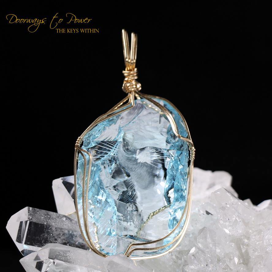 Galactic Oceanic Blue Sirius Andara Pendant 14k