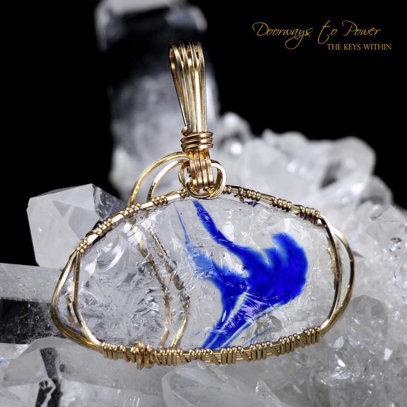 Tanzanite Fire Elestial Arcturian 5D Andara Crystal Pendant 14k