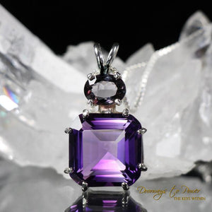 Amethyst Earth Heart Pendant with Violet Tourmaline