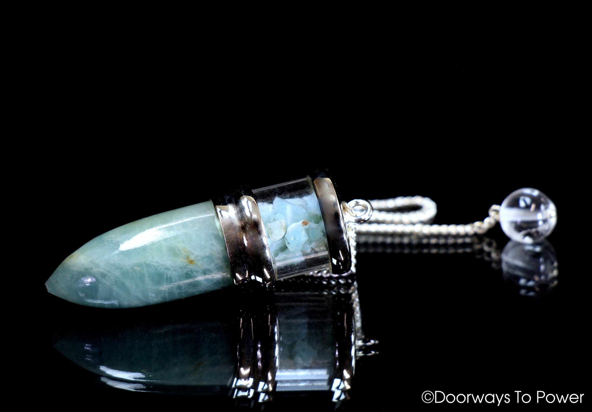 Aquamarine & Larimar Crystal Pendulum "The Blue Stone of Atlantis"